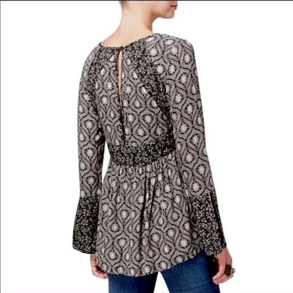 Free People Tops Free People Rolling Hills Print Bell Sleeve Flowy Blouse - Picture 3 of 12